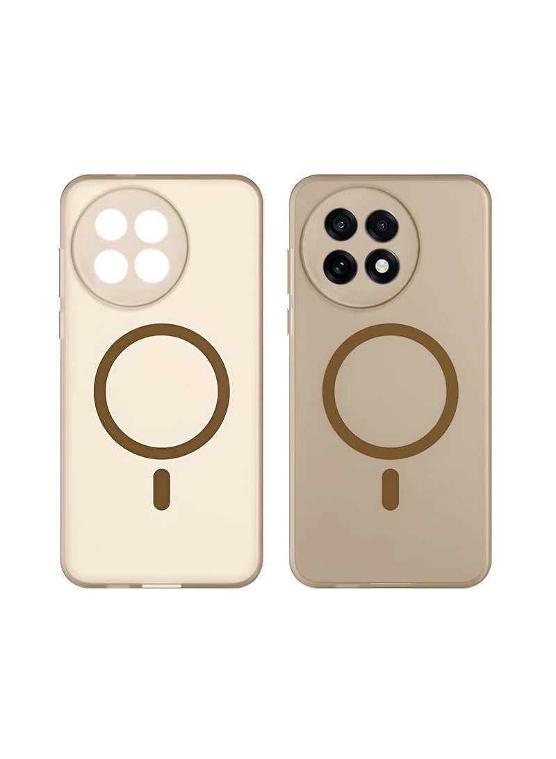 Wtech OnePlus 13R 5G 2025 Hybrid Translucent Magsafe with Magnetic Charging Raised Camera Lips Elegant Look Case Cover (MCMPMN) - Brown - Image 2