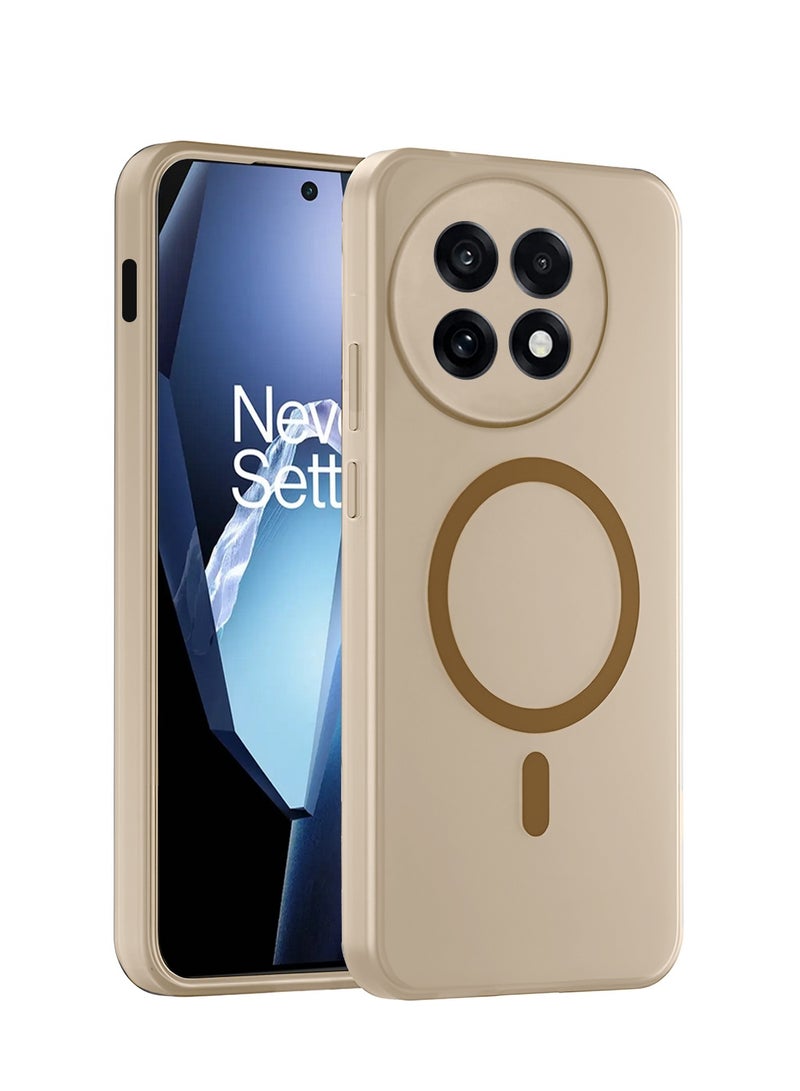 Wtech OnePlus 13R 5G 2025 Hybrid Translucent Magsafe with Magnetic Charging Raised Camera Lips Elegant Look Case Cover (MCMPMN) - Brown - Image 1