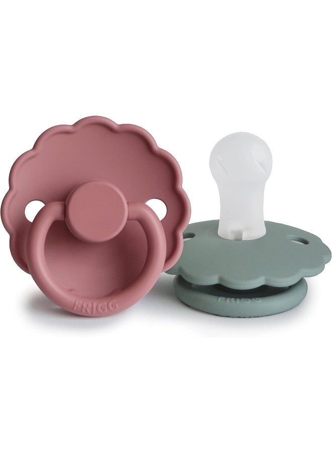 FRIGG لهاية FRIGG Daisy السيليكونية للأطفال من 0-6 أشهر | لهايات مريحة بنظام قفل بالضغط | عبوة من 2 لهات - Image 1