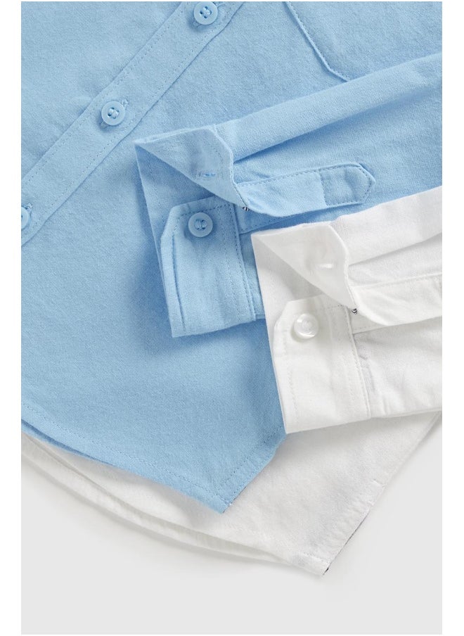 mothercare - Chambray and White Oxford Shirts - 2 Pack - Image 1