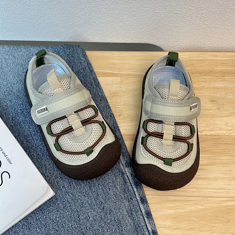Ruffed 2025 Children'S Canvas Shoes Boys Mesh Casual Shoes Velcro Girls Shoes Soft Sole - Image 1