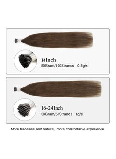 أيه بي أتس أميزنغ بيوتي هير وصلات شعر ABH AmazingBeauty Hair، شعر طبيعي حريري مستقيم، لون 4 بني شوكولاتة، وصلات شعر طبيعية بطرف I، 50 جرام، 50 خصلة، وصلات شعر طبيعية بدمج بارد، 16 بوصة  - Image 4