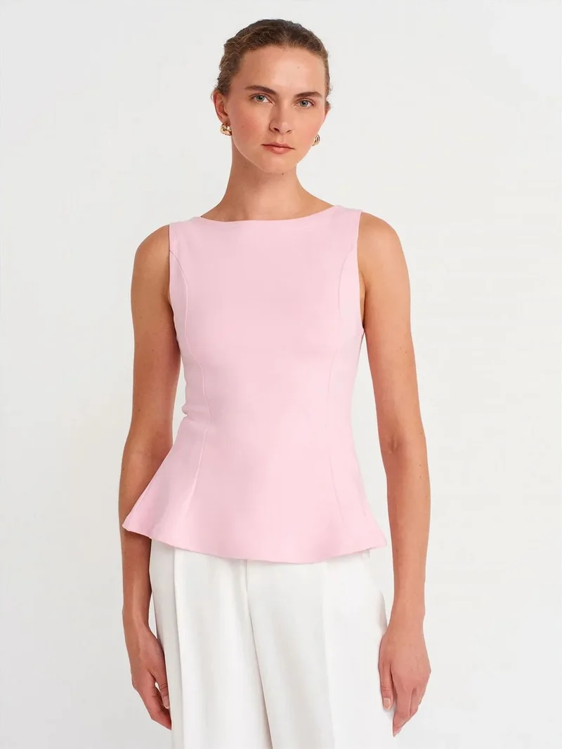 ديلفين DILVIN Fitted Sleeveless Peplum Blouse