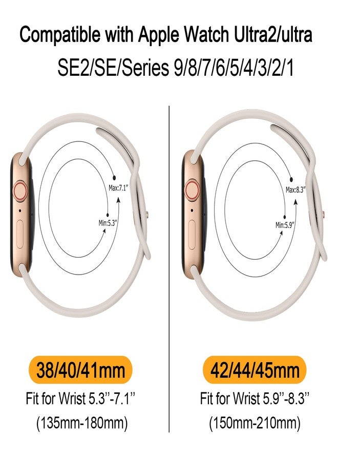 Mugust Sport Bands Compatible with Apple Watch Band 45mm 44mm 42mm, Soft Silicone Correa Wristband Replacement Strap Compatible for Apple Watch Ultra 2/Ultra SE/SE 2 iWatch Series 9 8 7 6 5 4 3 Women Men, - Image 5