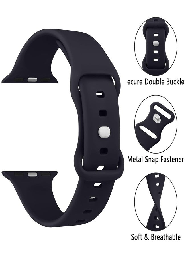 Mugust Sport Bands Compatible with Apple Watch Band 45mm 44mm 42mm, Soft Silicone Correa Wristband Replacement Strap Compatible for Apple Watch Ultra 2/Ultra SE/SE 2 iWatch Series 9 8 7 6 5 4 3 Women Men, - Image 4