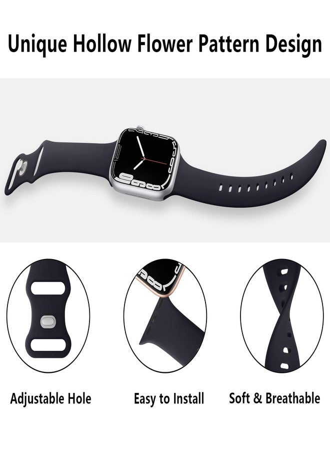 Mugust Sport Bands Compatible with Apple Watch Band 45mm 44mm 42mm, Soft Silicone Correa Wristband Replacement Strap Compatible for Apple Watch Ultra 2/Ultra SE/SE 2 iWatch Series 9 8 7 6 5 4 3 Women Men, - Image 3