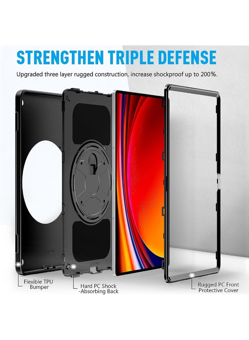 MUNTAQI حافظة مضادة للصدمات بمعيار عسكري لجهاز iPad Pro 12.9" (2024/2022/2021/2020/2018) و Air 13 (2024) – غطاء متين مع حزام يد، حزام كتف، حامل قلم S، قاعدة قابلة للدوران 360° - Image 4