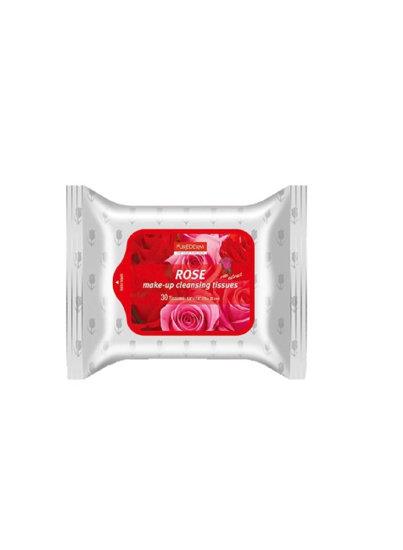 Purederm مناديل التنظيف برائحة الورد من بيورديرم، 30 منديلًا