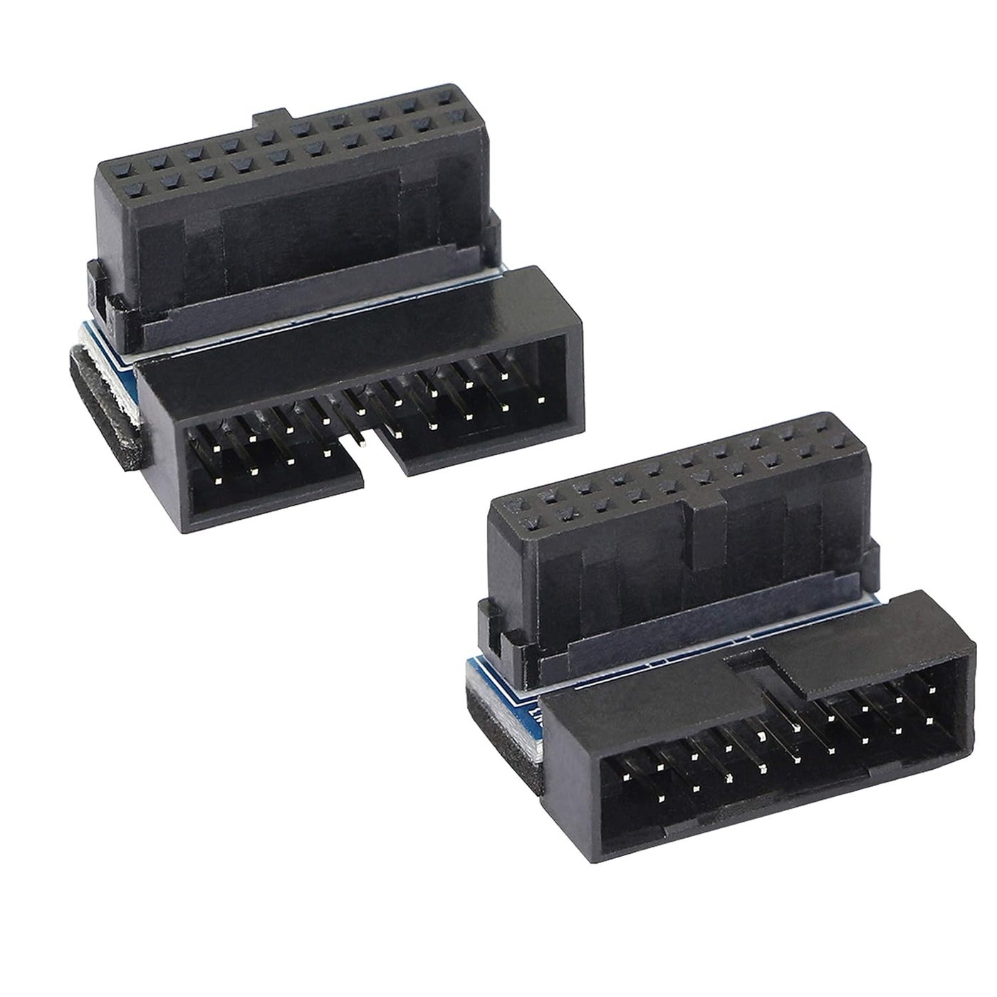 GELRHONR Right Angled USB 30 20pin Male to Female Extension Adapter Desktop Motherboard 90 Degree Angled USB 30 19Pin Motherboard Internal HeaderBlack 2PCS