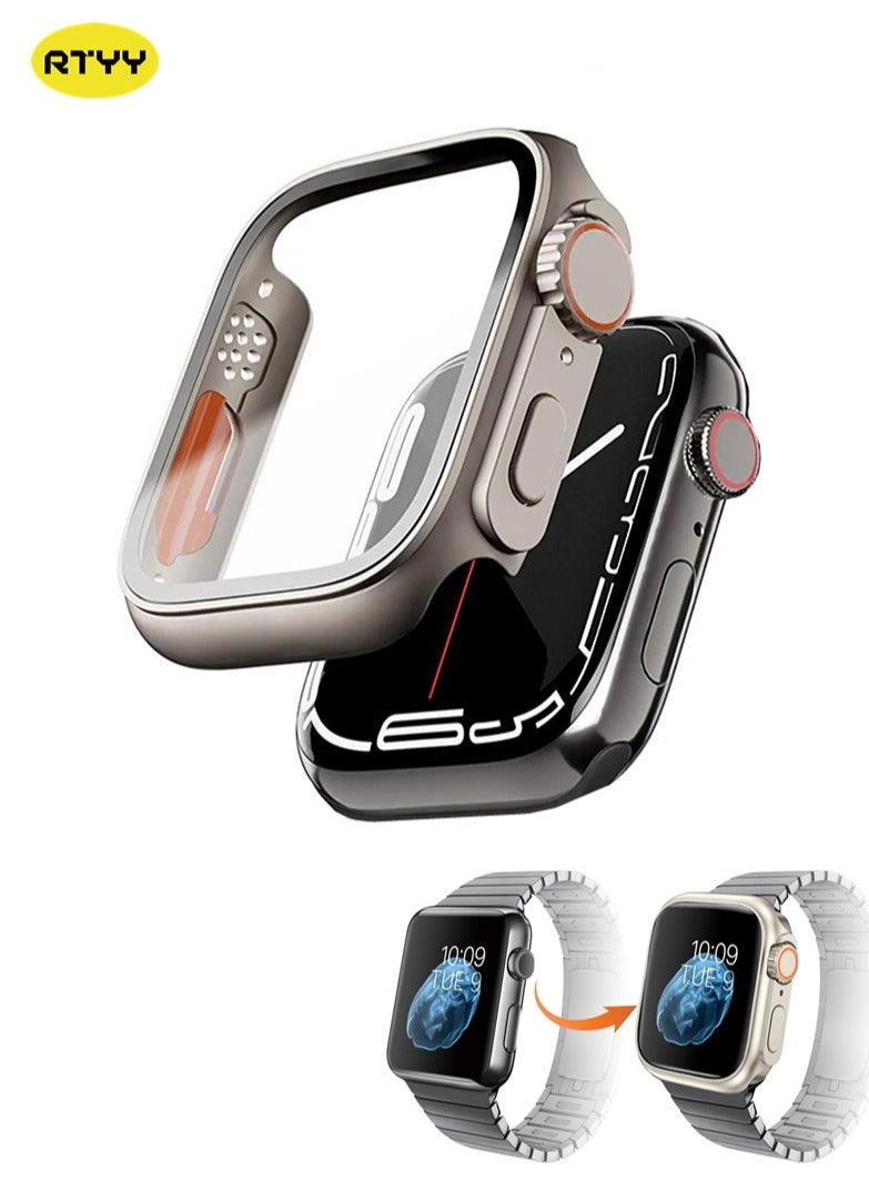 RTYY - Compatible for Apple Watch Series 7/8/9 45mm Hard Case with Tempered Glass Screen Protector, Unique Design Hard PC Waterproof Case Cover,  Looks Like The Apple Watch Ultra Case Bumper Full Coverage Accessories for iWatch 7/8/9 45mm - Image 1