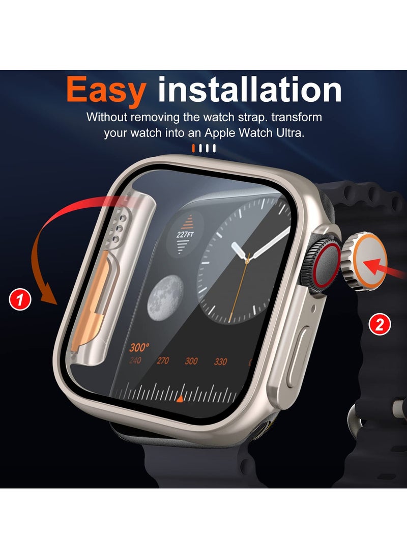 RTYY - Compatible for Apple Watch Series 7/8/9 45mm Hard Case with Tempered Glass Screen Protector, Unique Design Hard PC Waterproof Case Cover,  Looks Like The Apple Watch Ultra Case Bumper Full Coverage Accessories for iWatch 7/8/9 45mm - Image 1