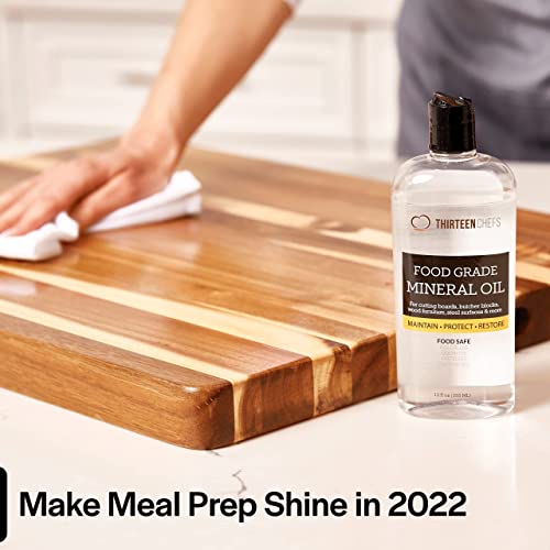 Thirteen Chefs Mineral Oil - 8 oz Food Grade Conditioner for Wood Cutting Board, Countertop & Butcher Block, Lubricant for Knife or Meat Grinder - Safe USP Finish on Marble, Soapstone - Image 3