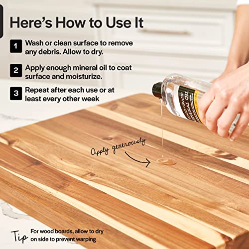 Thirteen Chefs Mineral Oil - 8 oz Food Grade Conditioner for Wood Cutting Board, Countertop & Butcher Block, Lubricant for Knife or Meat Grinder - Safe USP Finish on Marble, Soapstone - Image 5