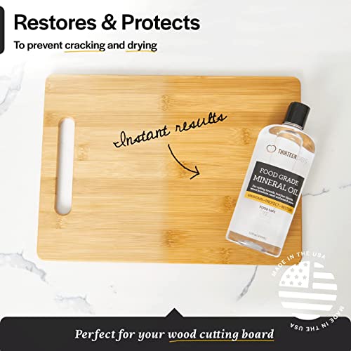 Thirteen Chefs Mineral Oil - 8 oz Food Grade Conditioner for Wood Cutting Board, Countertop & Butcher Block, Lubricant for Knife or Meat Grinder - Safe USP Finish on Marble, Soapstone - Image 2