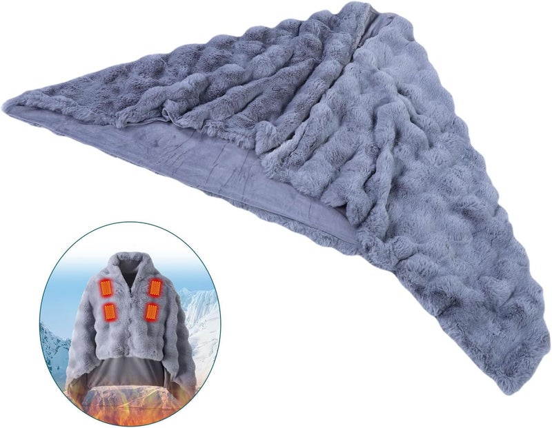 Wearable Heated Blanket, USB Heated Throw Cover Shawl Wrap with 3 Heating Levels, for Keeping Warm in Home Office Outdoor - Image 4