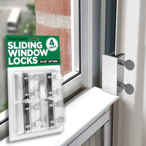 Shop Square Window Locks, 4 Pack Aluminum Thumb Turn Window Lock, Secure Sliding Windows & Doors, No-Drill Install, Child Proof, Indoor Outdoor, Requires 28-36mm Clearance - Image 1