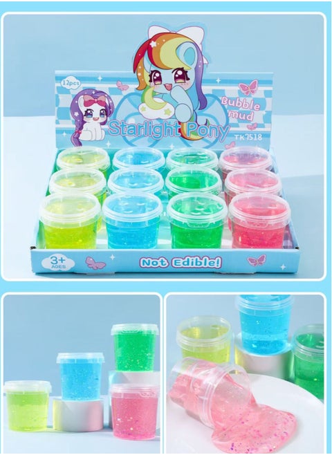 Sparkly Crystal Slime "Starlight" Colorful Bubble Slime Kit for Kids Sparkly Rainbow Slime "Starlight" Slime - Fun to Play with for Kids