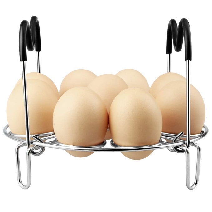 EGG STEAMER RACK TRIVET WITH HEAT RESISTANT HANDLES FOR INSTANT POT ACCESSORIES 568 QUART PRESSURE COOKER STAINLESS STEEL