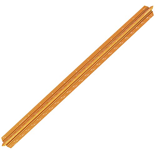 Hutou 12" Architectural Scale Ruler Aluminum Architect Scale Triangular Scale Ruler for Architects, Draftsman, Students and Engineers, Golden - Image 2