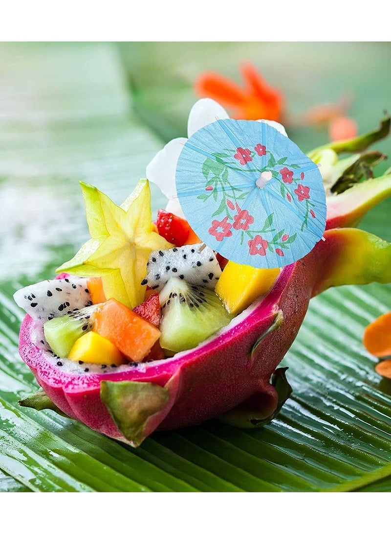 نيبمينينت Drink Paper Umbrellas, Fruits Dessert Toothpicks Tropical Color Cupcake Topper for Summer Pool Wedding Beach Baby Birthday Party Decoration Supplies (140 Pcs) - Image 3