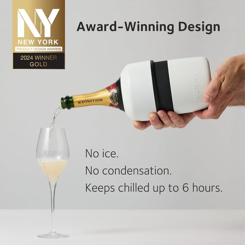 Huski Champagne Chiller | NEW | Award-Winning Iceless Design with Detachable Bottle Stopper | Keeps Wine Cold up to 6 Hours | Fits most 750ml Champagne, Prosecco & Sparkling Wine Bottles (Stone Grey) - Image 2