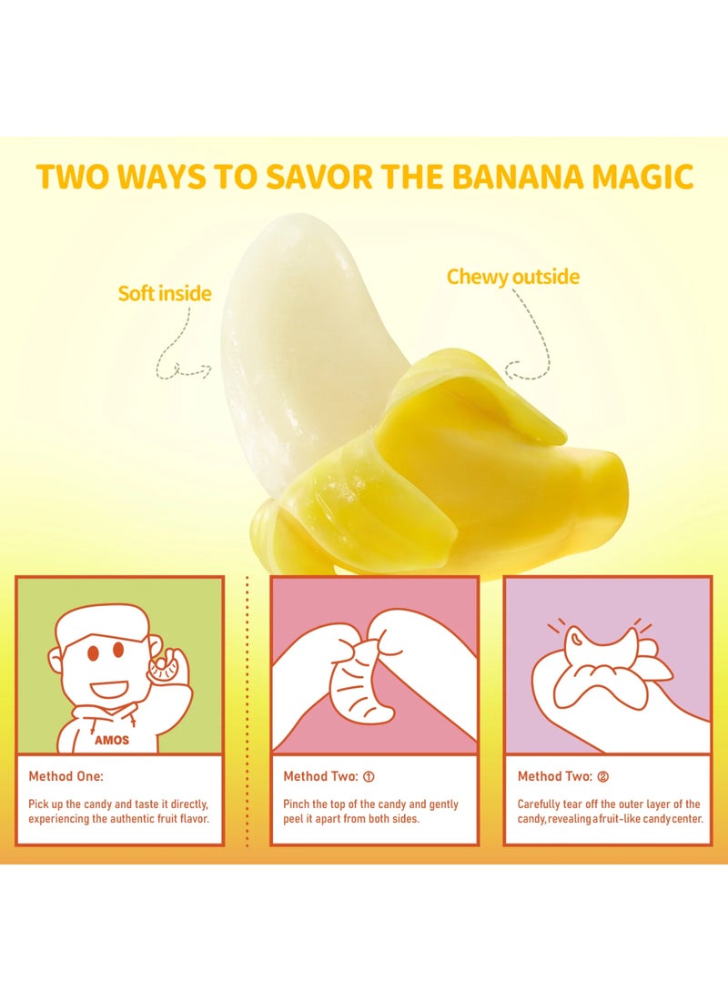 Amos Peelerz Chewy Gummy Banana Candy Halal Fun Peel Shaped Snack for Kids And Adults 65g - Image 2