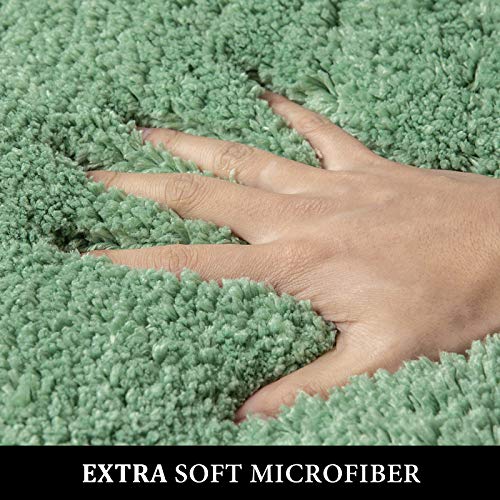 MIULEE Set of 2 Non Slip Shaggy Bathroom Rugs Extra Thick Soft Bath Mats Plush Microfiber Absorbent Water for Tub Shower Machine Washable (Sage Green, 16x24 Inches) - Image 2
