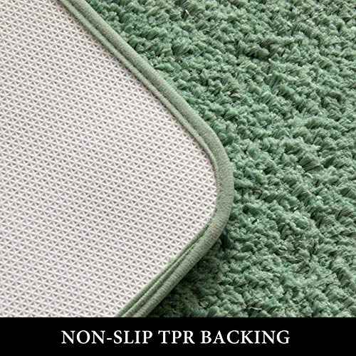 MIULEE Set of 2 Non Slip Shaggy Bathroom Rugs Extra Thick Soft Bath Mats Plush Microfiber Absorbent Water for Tub Shower Machine Washable (Sage Green, 16x24 Inches) - Image 4