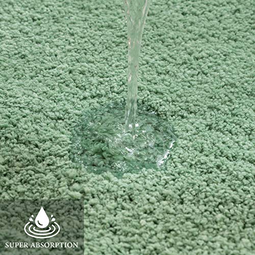 MIULEE Set of 2 Non Slip Shaggy Bathroom Rugs Extra Thick Soft Bath Mats Plush Microfiber Absorbent Water for Tub Shower Machine Washable (Sage Green, 16x24 Inches) - Image 3