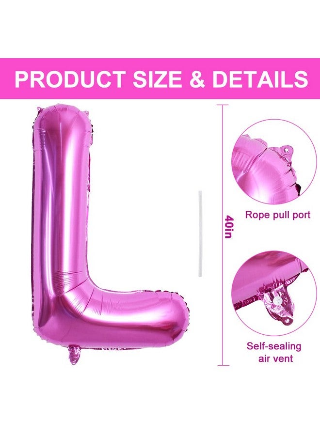 TONIFUL 40 Inch Large Rose Red Letter L Balloons Giant Hot Pink Alphabet Letter Balloons,Foil Mylar Big Balloons for Birthday Party Anniversary Supplies Decorations - Image 2