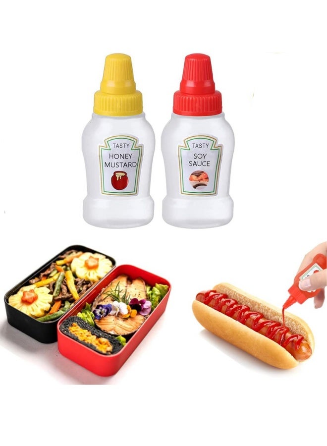 25ml Mini Condiment Squeeze Bottles Dispensers With Screw Cap For Ketchup/Honey/Salad/Soy Sauce Portable Storage Containers Jars Office School Multicolor 2pcs - Image 1