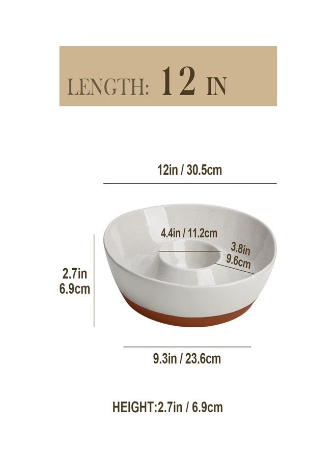 MALACASA Ceramic Chips and Dip Serving Tray, 12 Inch Large Divided Bowls Set for Salsa, Veggies & Dip, Appetizers, Snacks, Free-Form Serving Dish Platter for Parties Hosting & Entertaining, Gray - Image 3