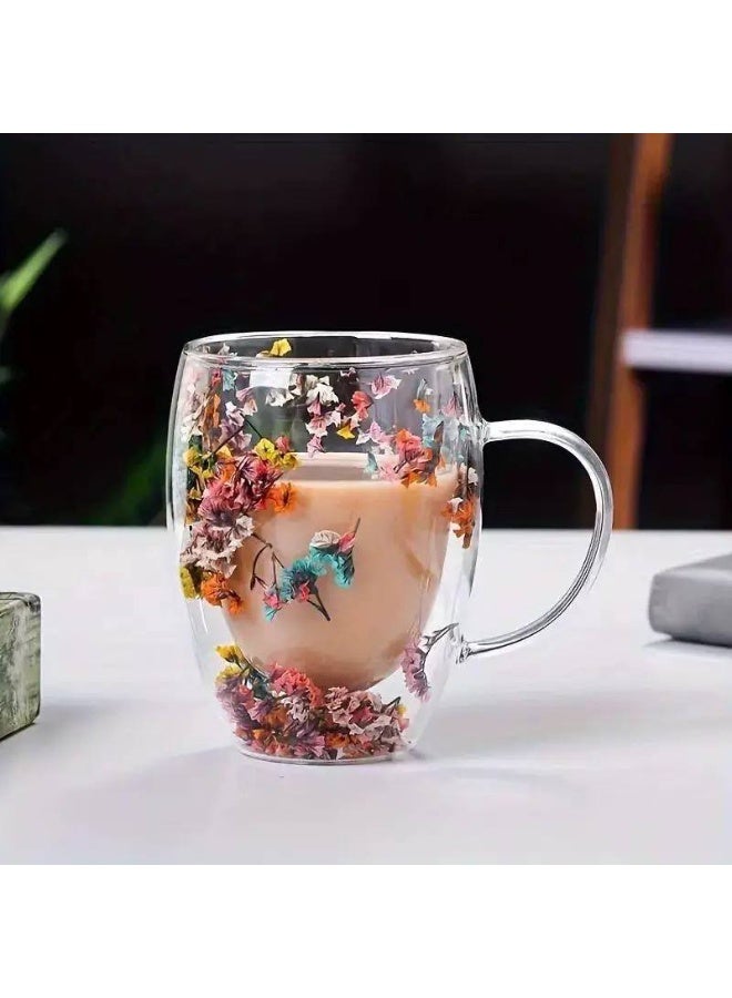 Elegant double glass rose mug for hot and cold drinks - Image 1