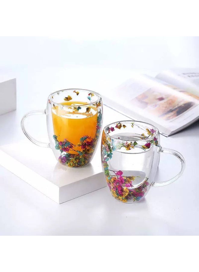 Elegant double glass rose mug for hot and cold drinks - Image 3