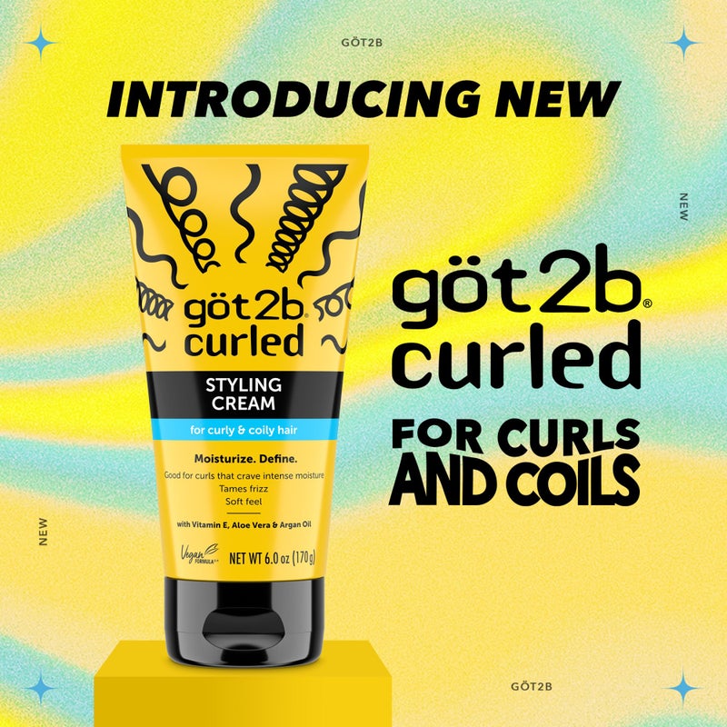 Got2B Curled Styling Cream, 6 Fl Oz, Curl Defining & Moisturizing Hair Cream for Coily & Curly Hair, Provides Frizz Control & Soft Feel for Type 3-4 Curls, Made with Vitamin E, Aloe Vera & Argan Oil - Image 2