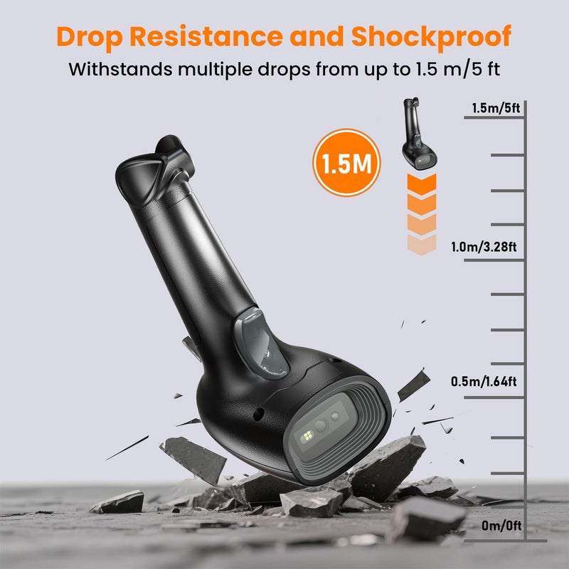 USB Wired 2D/1D Barcode Scanner with Stand, Handheld Barcode Reader Compatible with QR Code & Barcode, Button Scan/Induction and Continuous Automatic Scan, with BIS & 1 Year Warranty