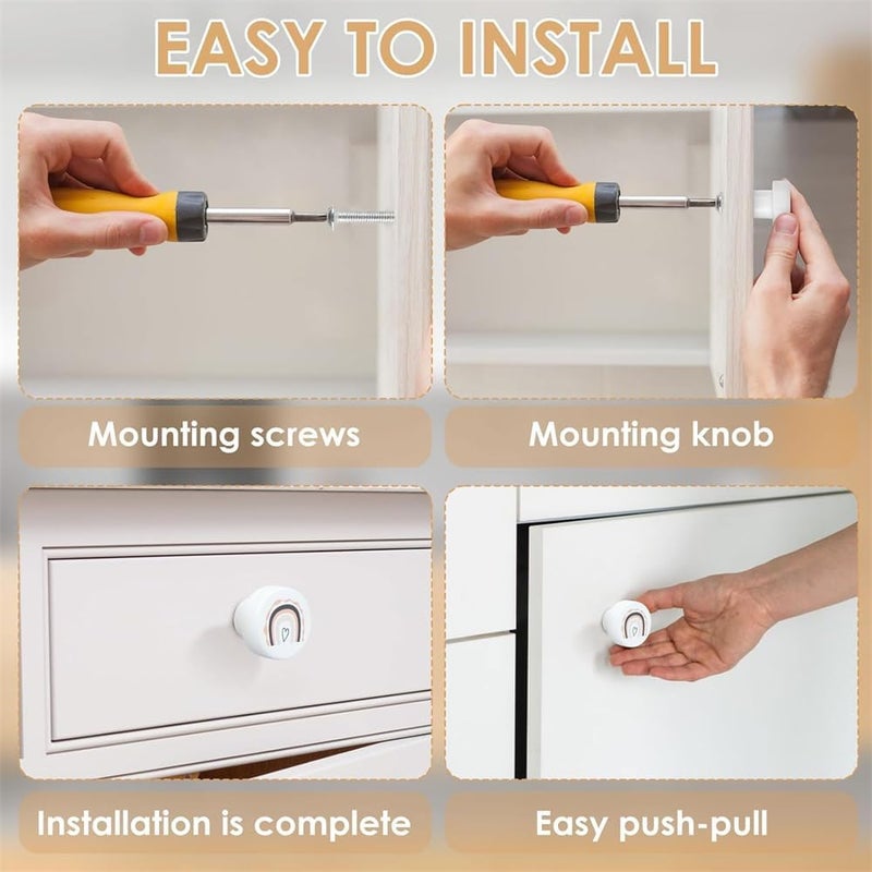 Drawer Knobs, Wooden Pull Handles with Screws, Decorative Round Wardrobe Door Knobs, 8PCS for Kitchen, Bathroom Cabinet Drawer - Image 3