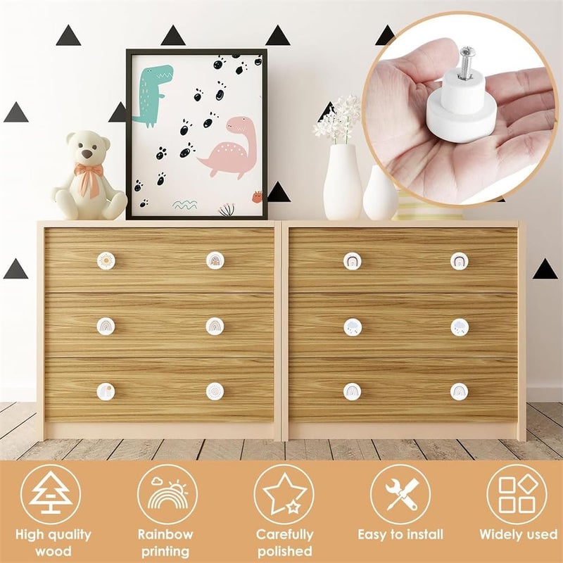 Drawer Knobs, Wooden Pull Handles with Screws, Decorative Round Wardrobe Door Knobs, 8PCS for Kitchen, Bathroom Cabinet Drawer - Image 4