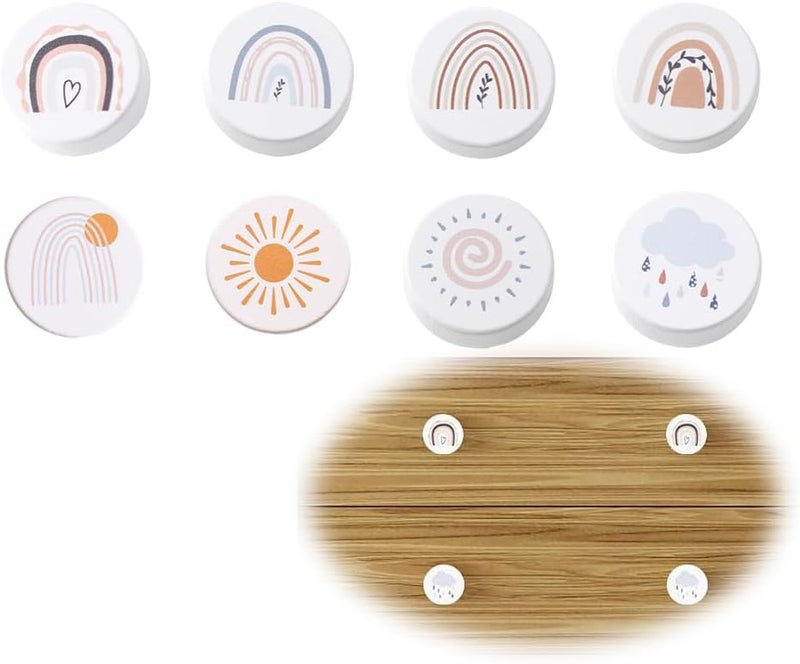 Drawer Knobs, Wooden Pull Handles with Screws, Decorative Round Wardrobe Door Knobs, 8PCS for Kitchen, Bathroom Cabinet Drawer - Image 1