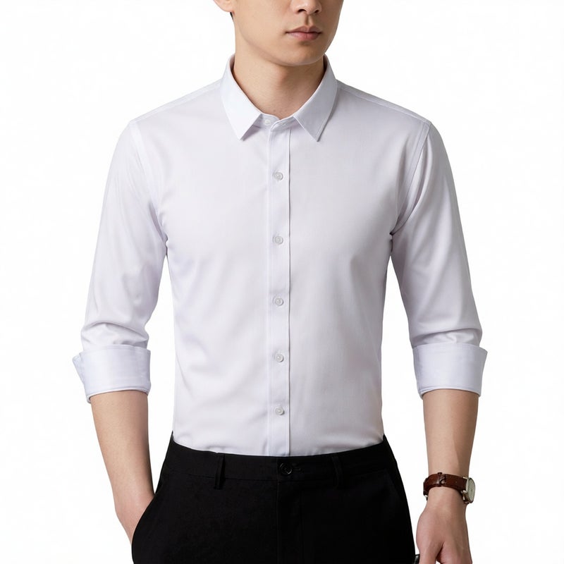 Men's Stretch Wrinkle-Free Long Sleeve Shirt Slim Fit Casual Dress Shirt - Image 1