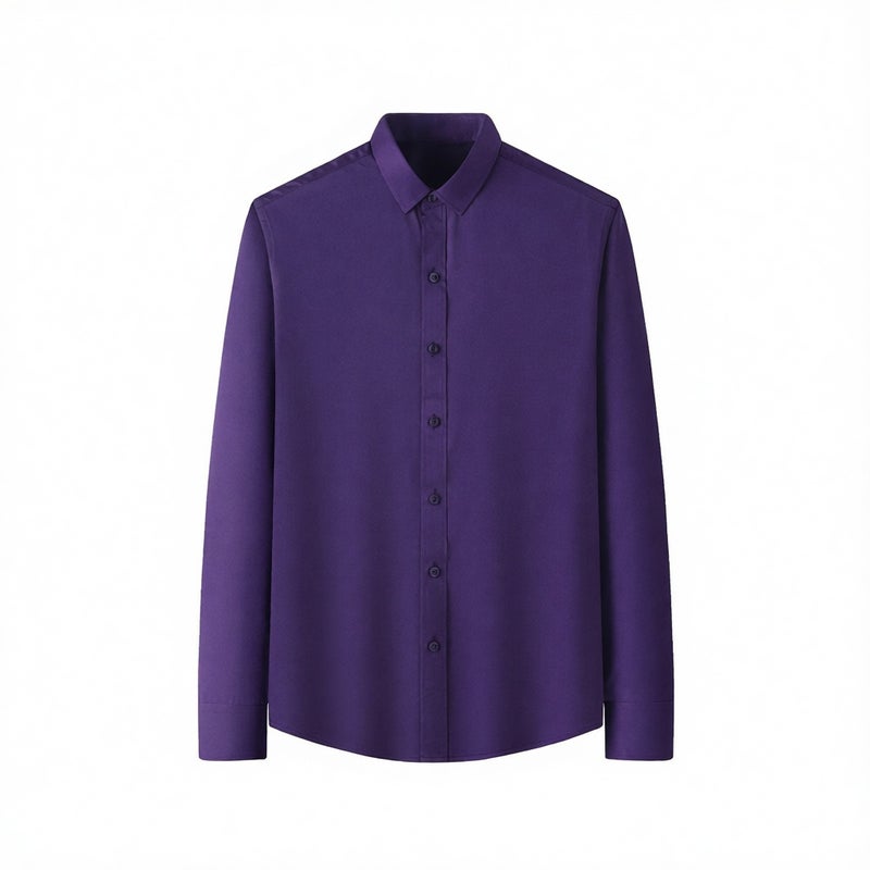 Men's Stretch Wrinkle-Free Long Sleeve Shirt Slim Fit Casual Dress Shirt - Image 5