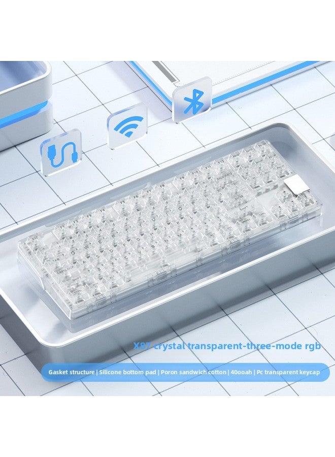 Crystal Axis X87RGB لوحة مفاتيح ميكانيكية لاسلكية Ice Spirit ثلاثة أوضاع بلوتوث مخصصة لرمز التوصيل الساخن كلمة شفافة اللون: محور Ice Soul - 45 جرام توصية صوت Mahjong ذات محور متقاطع خطي مقاوم للغبار - أبيض شفاف كريستالي ثلاثي الأوضاع لاسلكي مخصص بإضاءة خلفية Rgb مفتاح كامل وإيقاع موسيقى قابل للتبديل السريع - معيار رسمي - Image 1