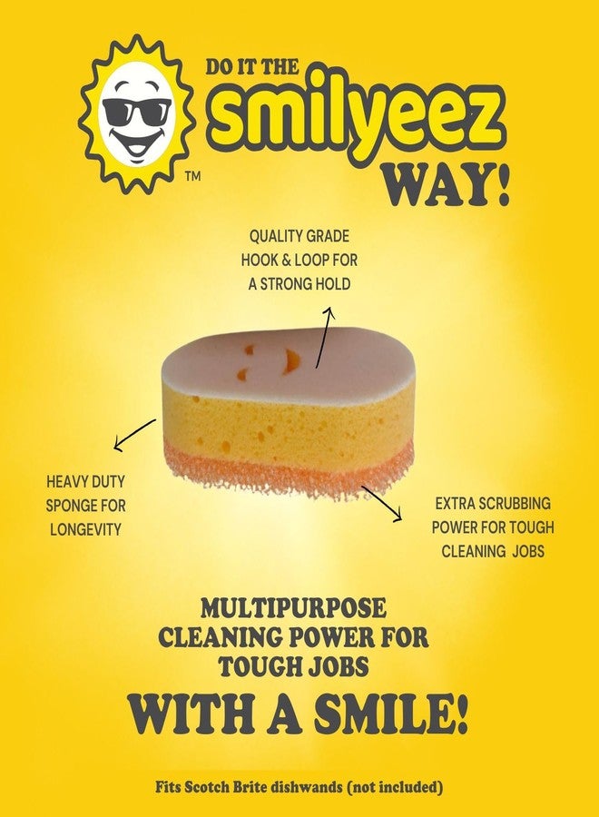Smilyeez مجموعة أدوات تنظيف الأطباق سمايليز للمبتدئين - تتضمن عصا تنظيف أطباق مريحة (رمادية)، و4 إسفنجات صغيرة من نوع موجي، ومشبك قابل لإعادة الاستخدام - مجموعة تنظيف مطبخ متينة لمهام غسل الأطباق اليومية - Image 3