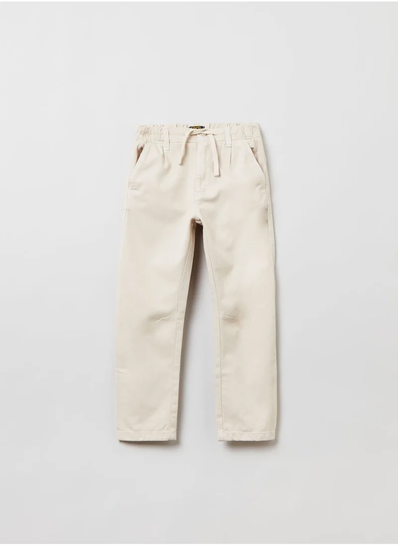 Ovs OVS Cotton And Lyocell Trousers Shorts With Drawstring