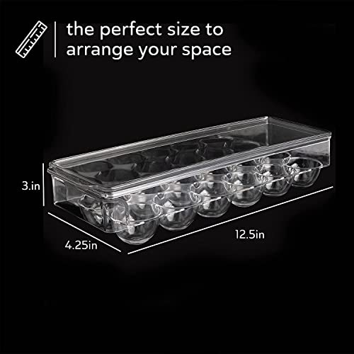 Zeinwap Acrylic Egg Holder BPA Free Fridge Organizer with Lid & Handles Refrigerator Storage Container 12 Egg Tray, Clear,-1pc - Image 3