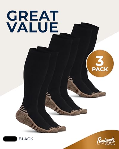 Pembrook 3 Pairs Copper Compression Socks Men 20-30 mmHg, Black Compression Socks, Support for Running Athletic Cycling Hiking, Good for Edema and Varicose Veins/Blk/3 - Image 5