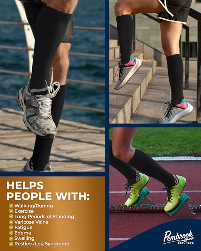 Pembrook 3 Pairs Copper Compression Socks Men 20-30 mmHg, Black Compression Socks, Support for Running Athletic Cycling Hiking, Good for Edema and Varicose Veins/Blk/3 - Image 4