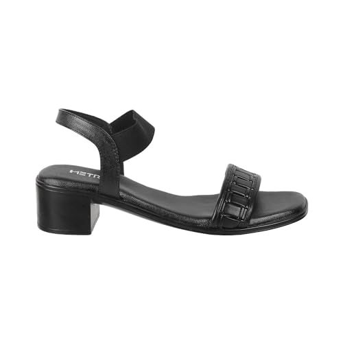 Metro Women's Block Heel Sandals in Black | Quilted Design | Synthetic Sandals for Women | Light Weight | Cushioned | Daily Wear | Casual Wear | Size UK 6 | Premium Quality Sandals - Image 4