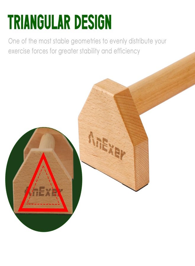 AnExer 40CM Push Up Bars Stands with Non-Slip Base, 2 PCS Wooden Parallettes Handle Stands Grip for Men Strength Training, Planks Calisthenics - Image 4