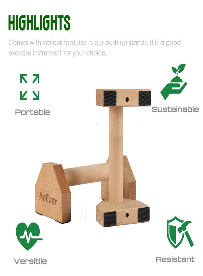 AnExer 40CM Push Up Bars Stands with Non-Slip Base, 2 PCS Wooden Parallettes Handle Stands Grip for Men Strength Training, Planks Calisthenics - Image 3